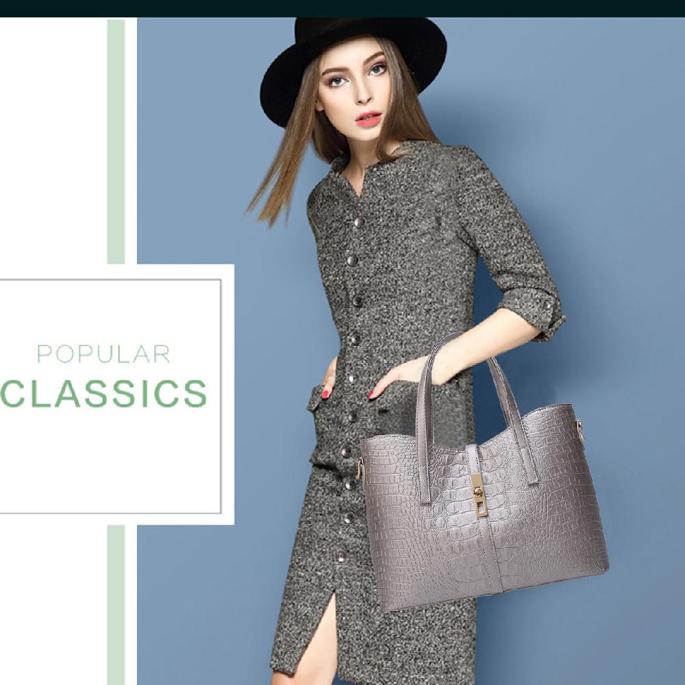 Nicole & Doris 3 Pcs Ladies Faux Crocodile Leather Handbag Sets