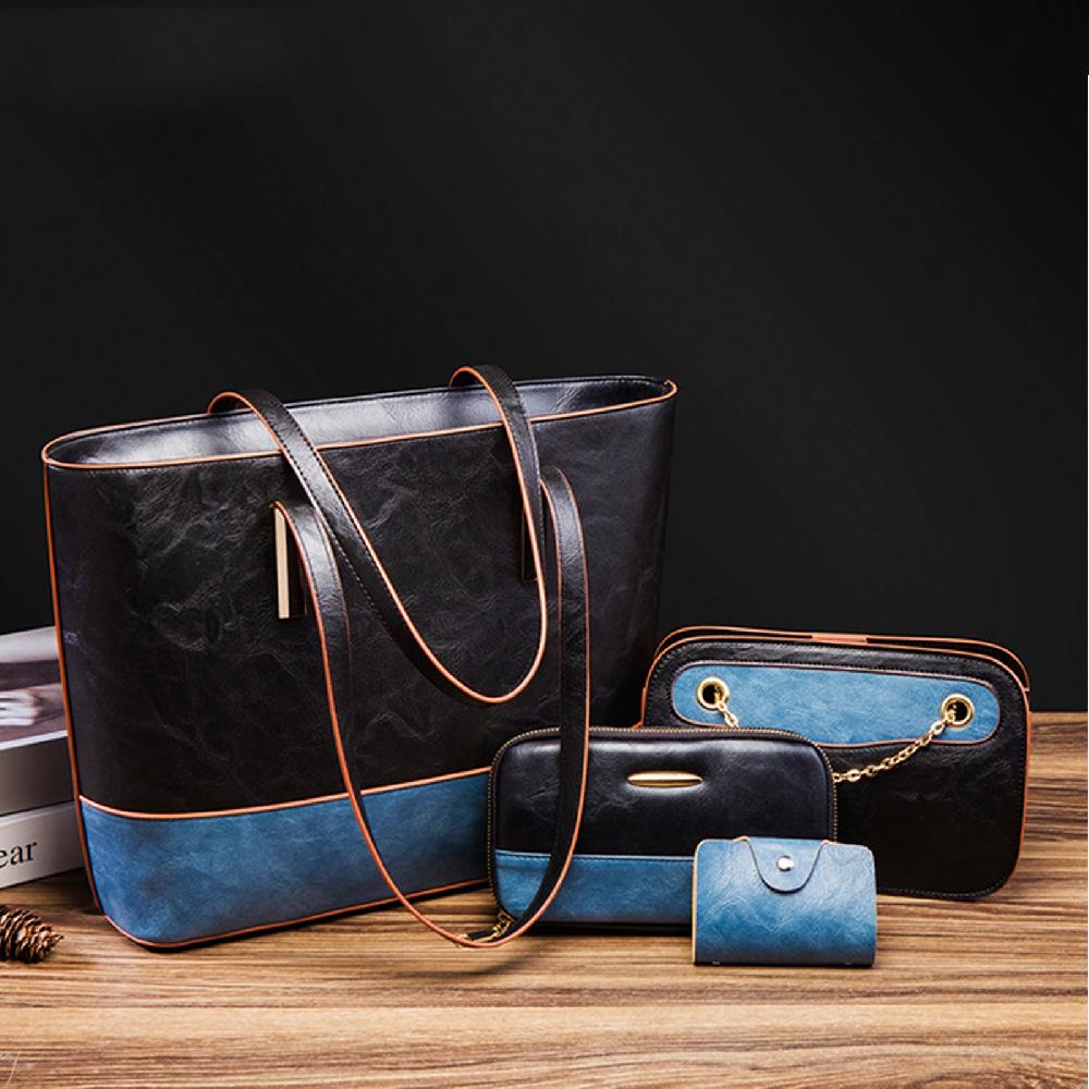Nicole & Doris 4 Pcs Double Colours Large Capacity Handbags Set