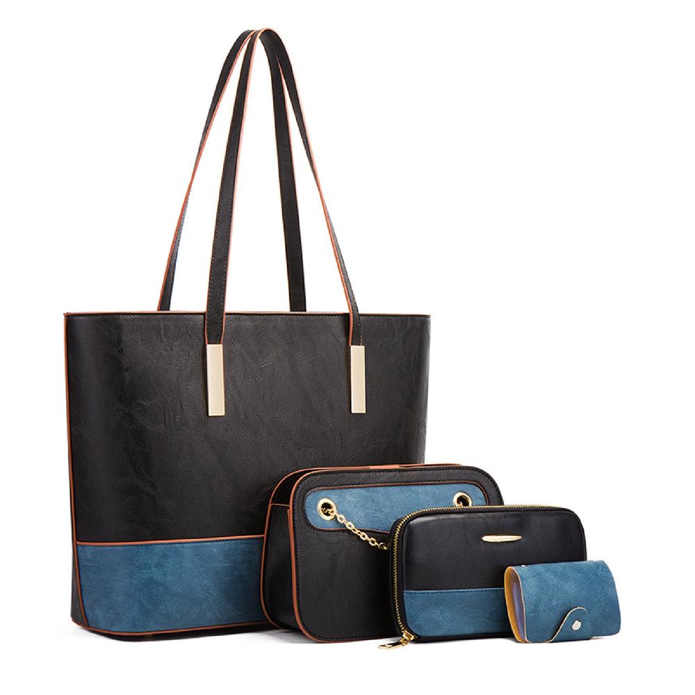 nicole & doris 4 Pcs Double Colours Large Capacity Handbags Set