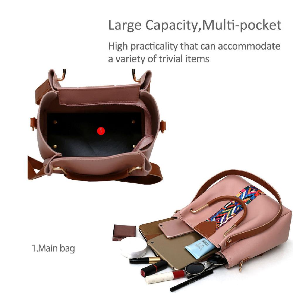 Nicole & Doris 4 Pcs Ladies Colourful Striped Handbag Sets