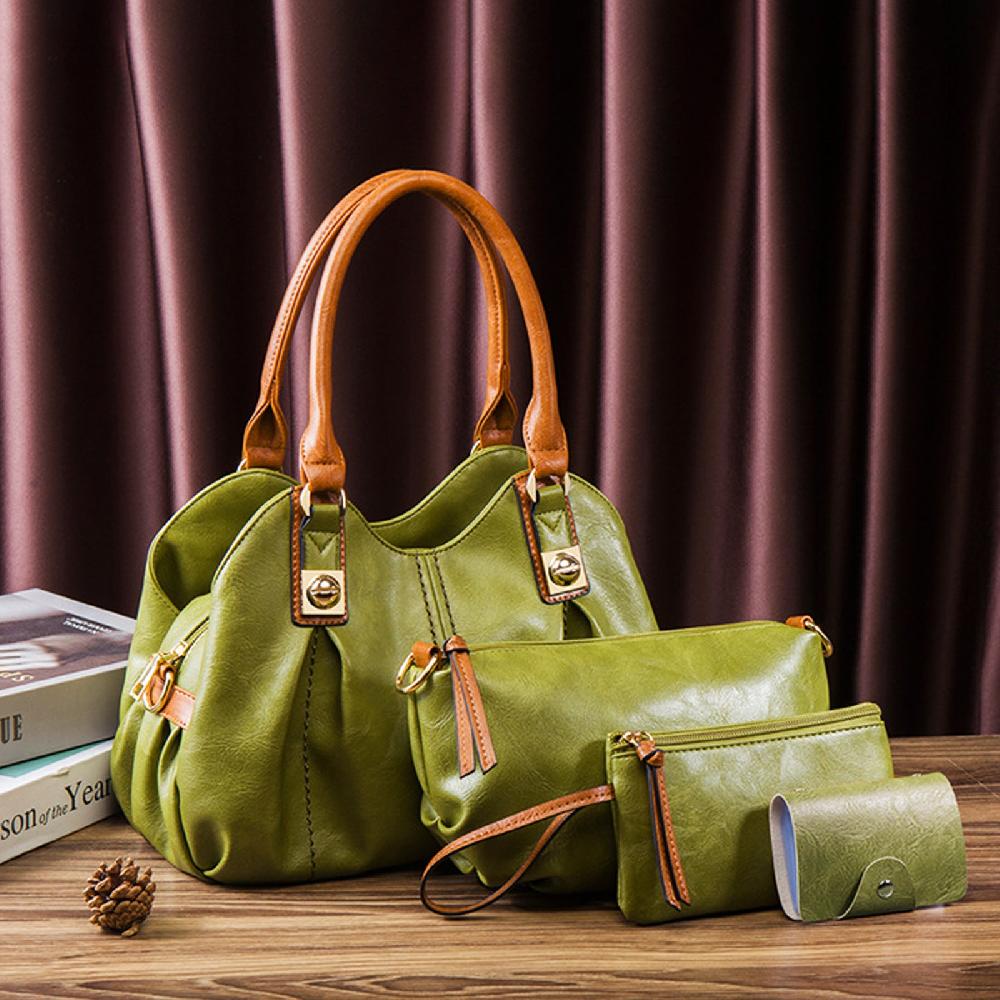 Nicole & Doris 4 Pcs Plain Simple Handbags Set For Women