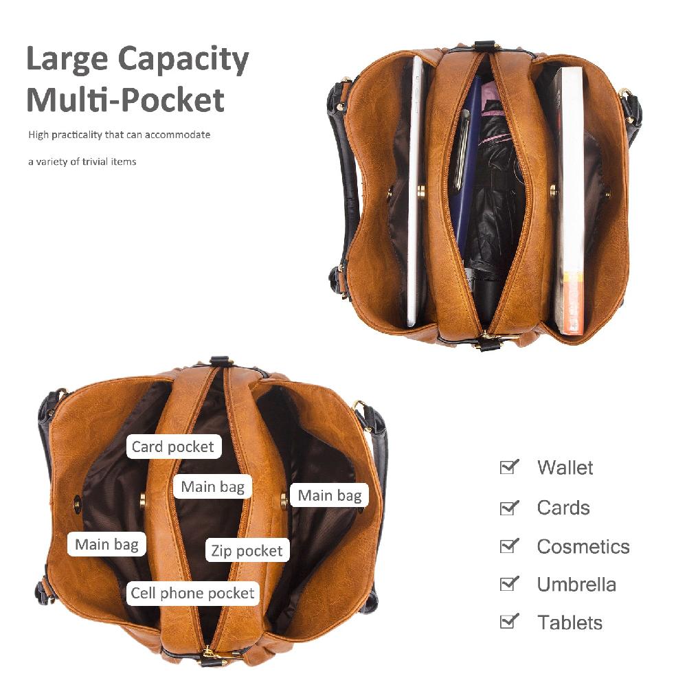 Nicole & Doris 4 Pcs Plain Simple Handbags Set For Women