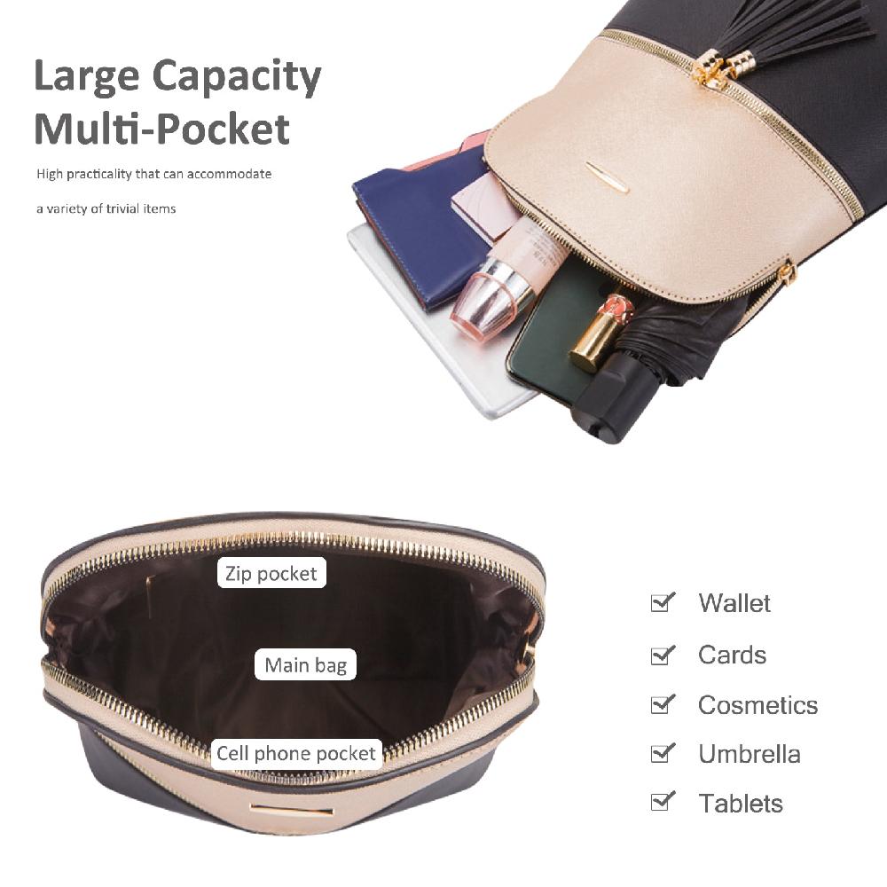 Nicole & Doris 4 Pcs Tassel Decor Double Colours Backpack Set