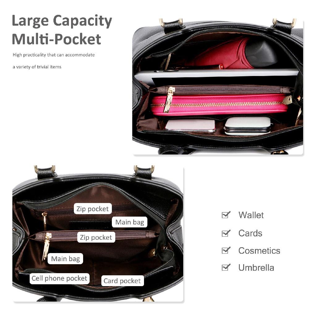 Nicole & Doris Bag Charm Decor PU Leather Messenger Bag