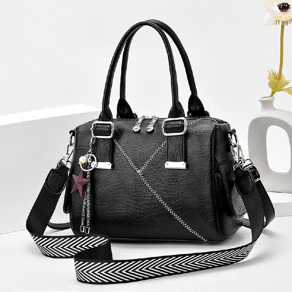 Nicole & Doris Black Structured Star Bag Charm Handbag