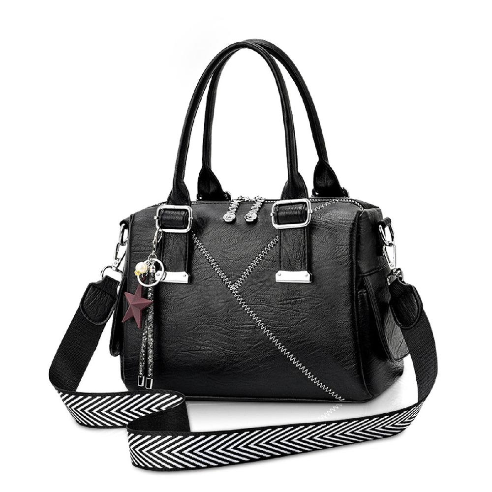 nicole & doris Black Structured Star Bag Charm Handbag