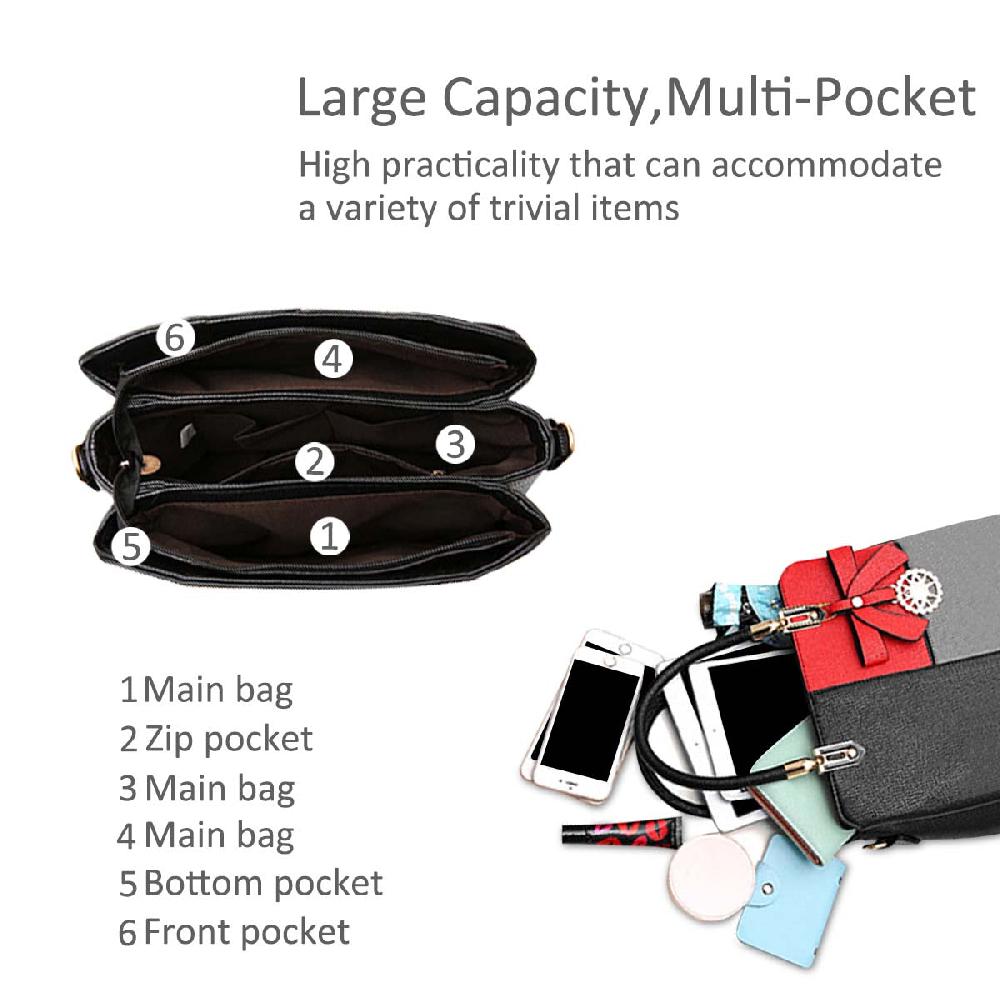 Nicole & Doris Bow & Pendant Decor Three-Colour Messenger Bag