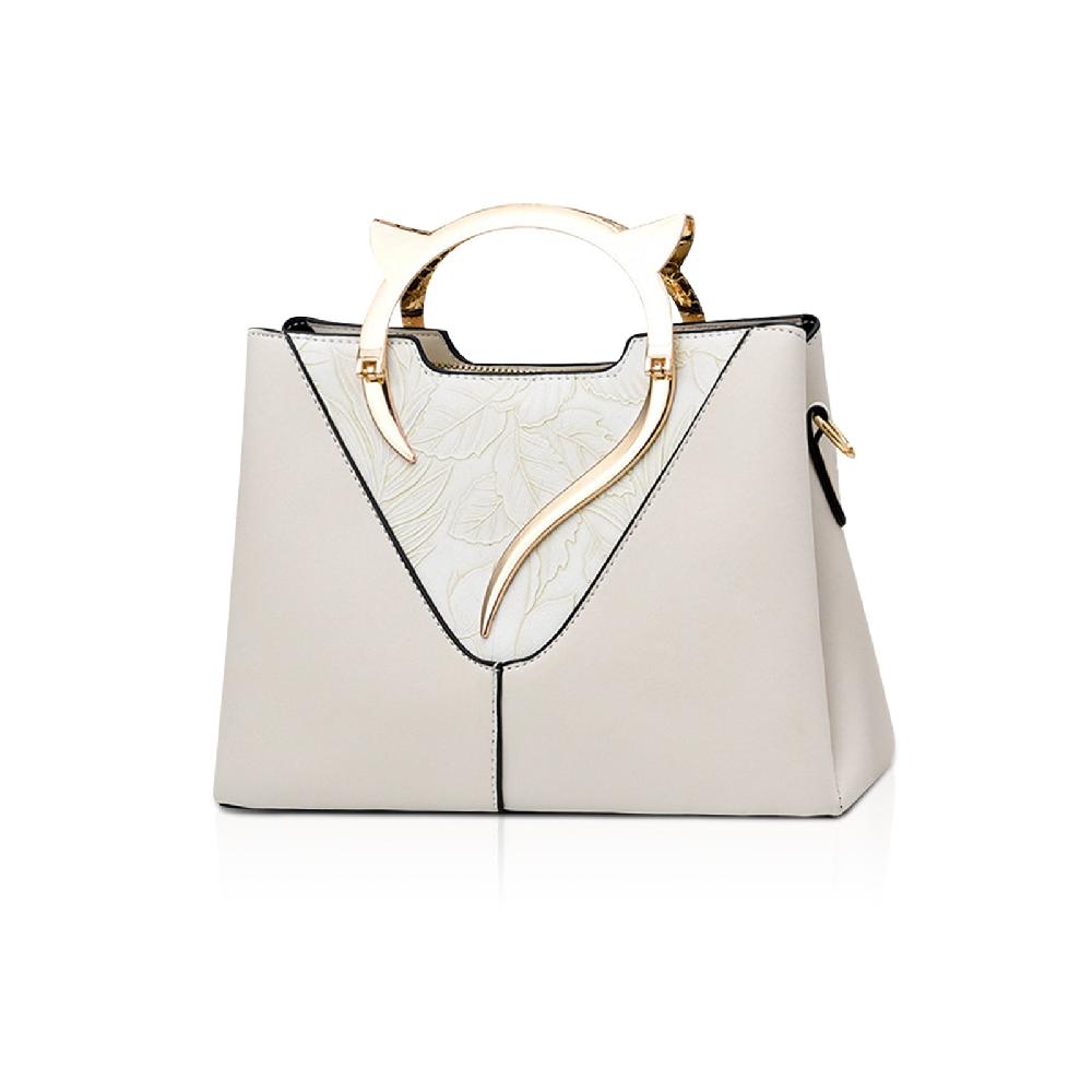 nicole & doris Cat Shape Handle Flower Carved Pattern Handbag