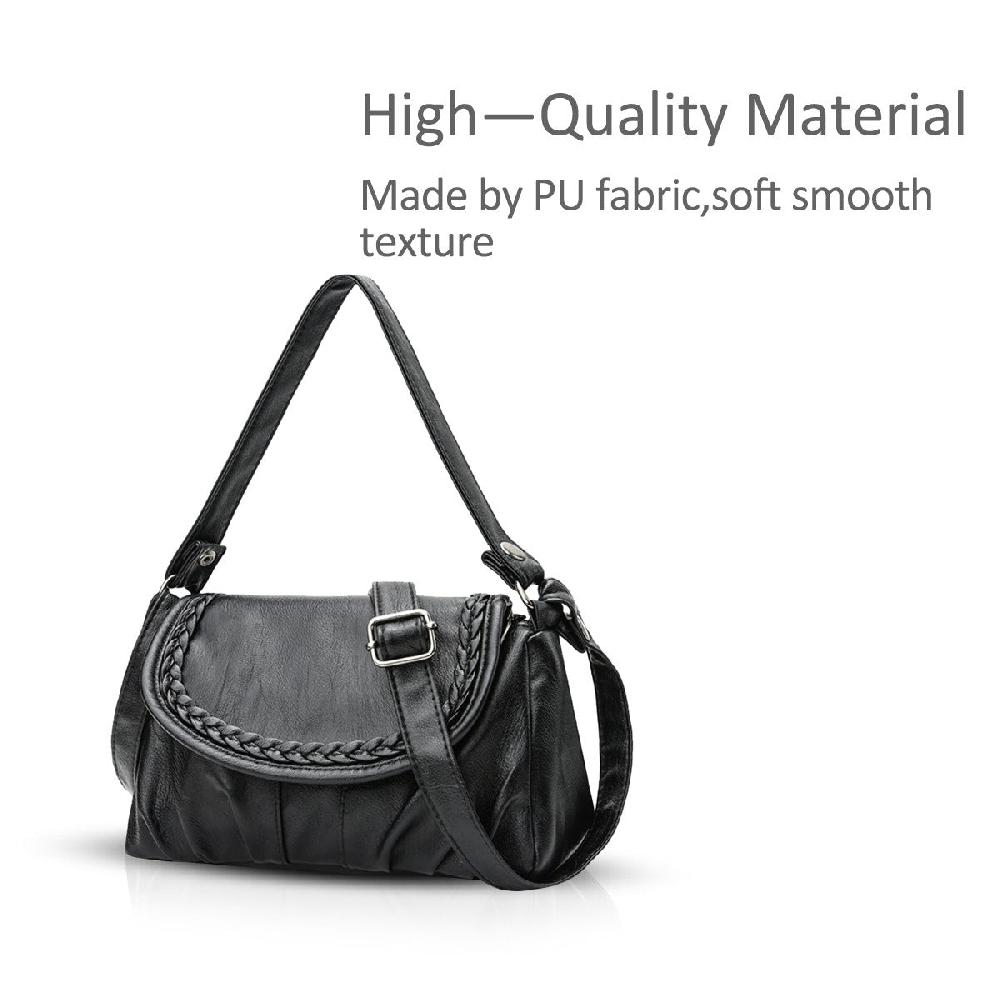 Nicole & Doris Classic Faux Leather Black Messenger Bag