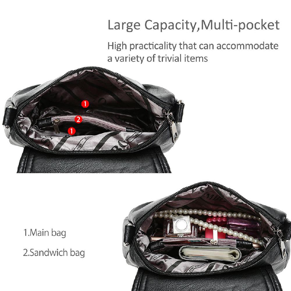 Nicole & Doris Classic Faux Leather Black Messenger Bag