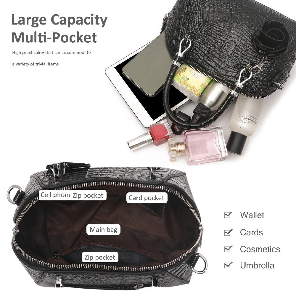 Nicole & Doris Croc Pattern Flower Decor Messenger Bag