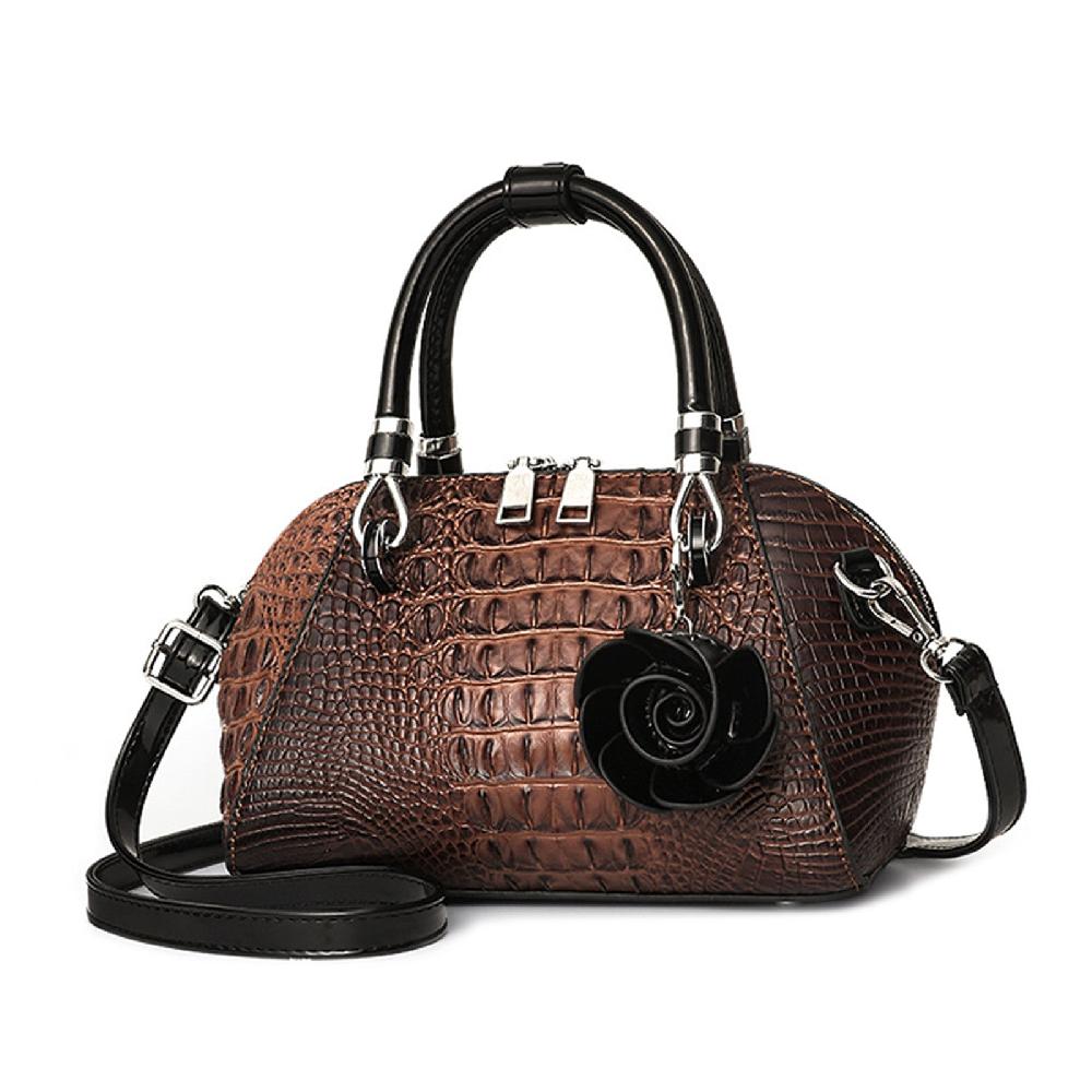 nicole & doris Croc Pattern Flower Decor Messenger Bag