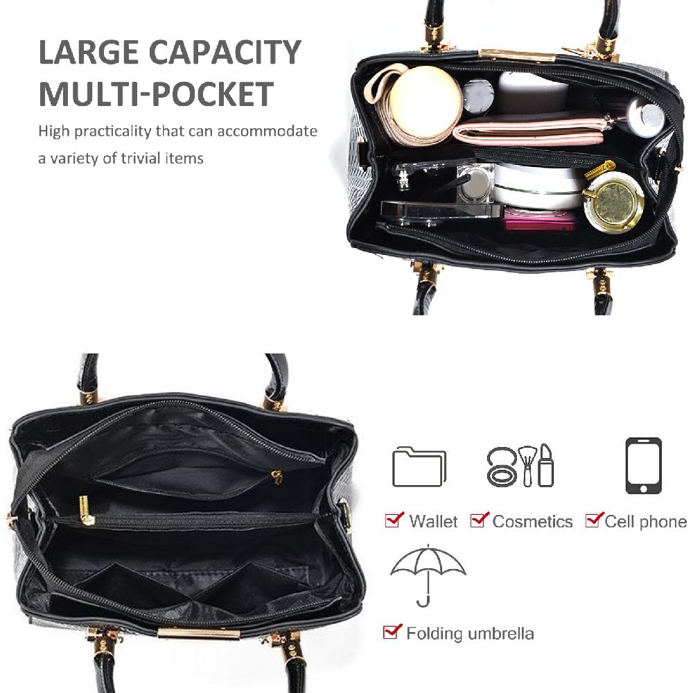 Nicole & Doris Crocodile Handbag Patent Leather Satchel Bag