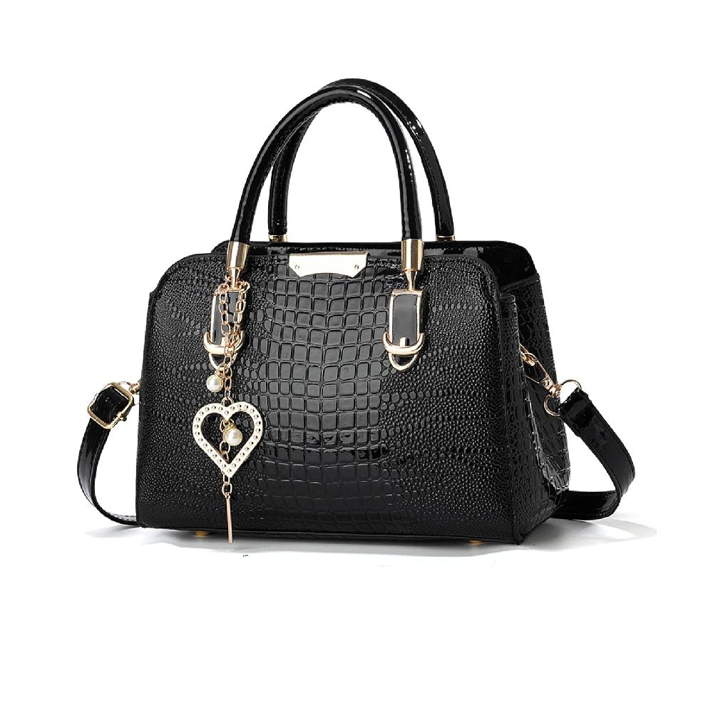 nicole & doris Crocodile Handbag Patent Leather Satchel Bag