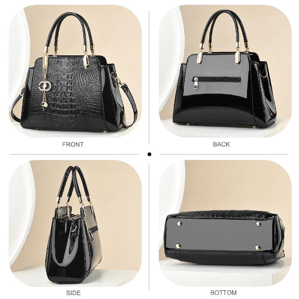 Nicole & Doris Crocodile Shoulder Bags Patent Leather Handbag