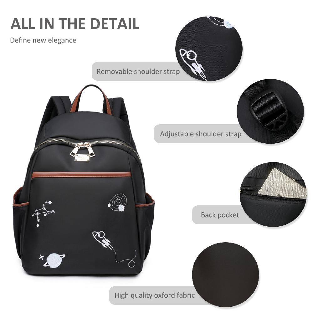 Nicole & Doris Everyday Travel Backpacks With Embroidered Design