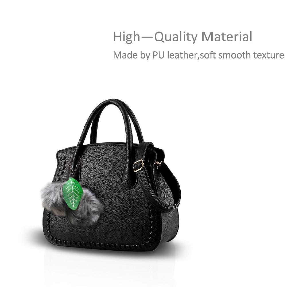 Nicole & Doris Fashion Pom Pom & Leaf Decor Messenger Bag