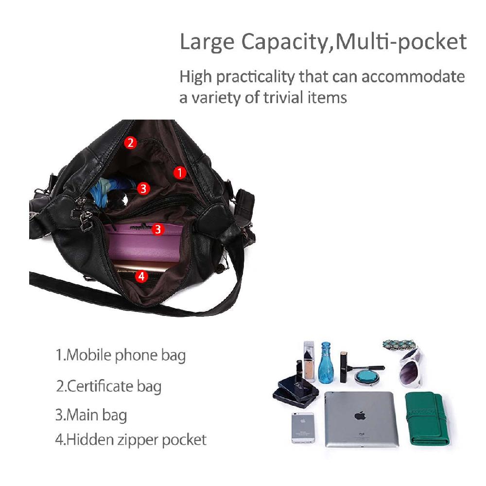 Nicole & Doris Faux Leather Multiple Pockets Tote Bag