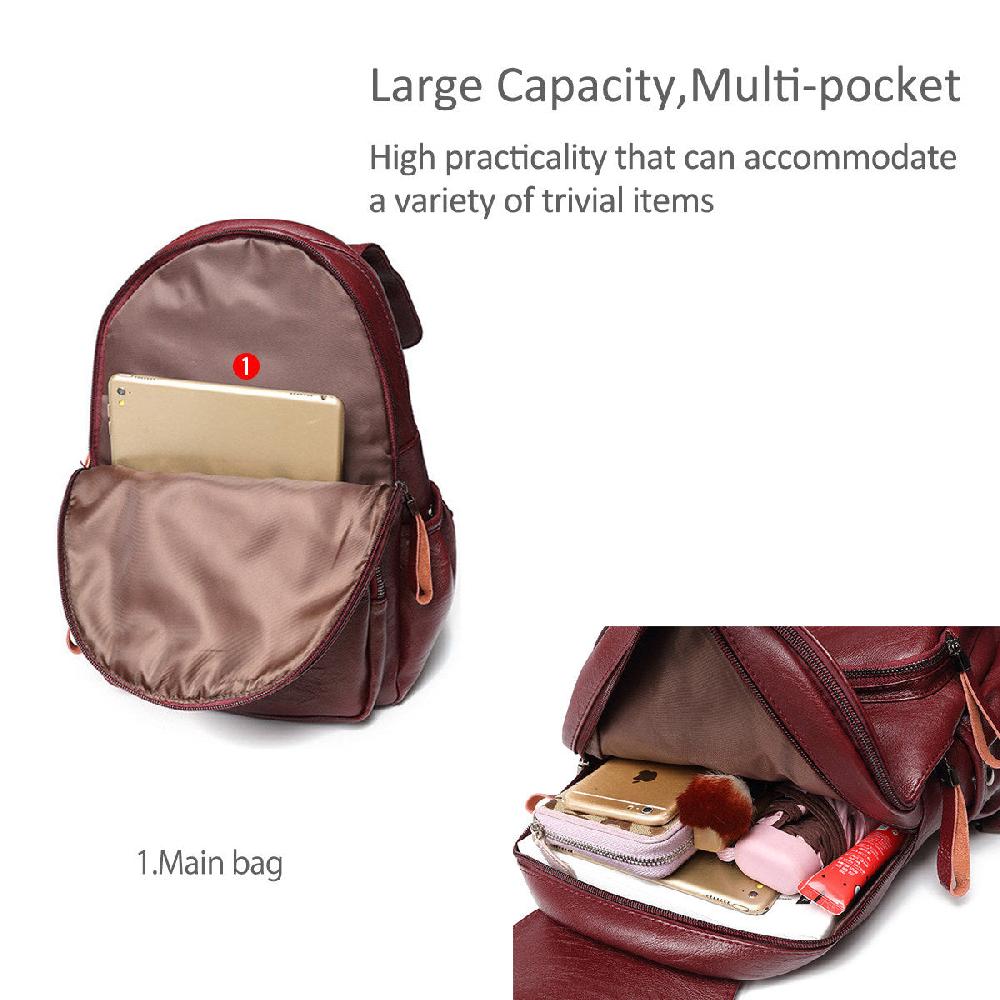 Nicole & Doris Faux Leather Zip Front Multi Pockets Backpack