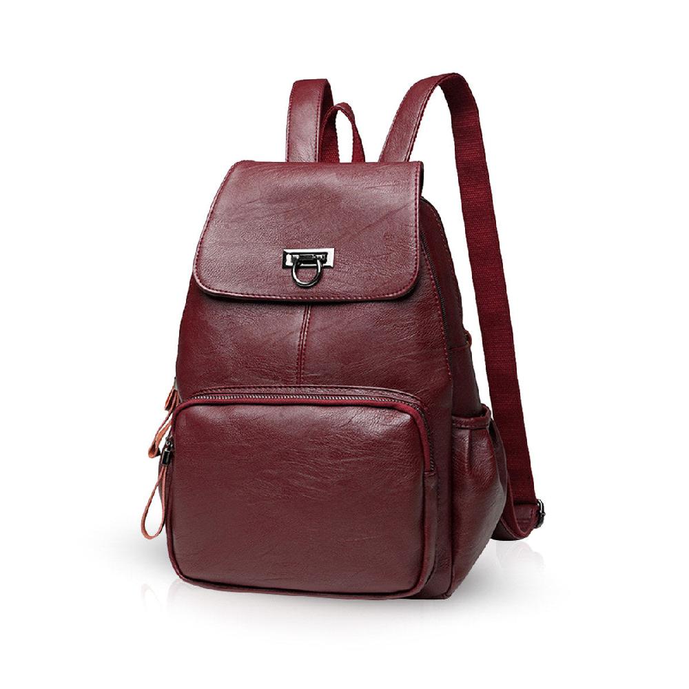 nicole & doris Faux Leather Zip Front Multi Pockets Backpack