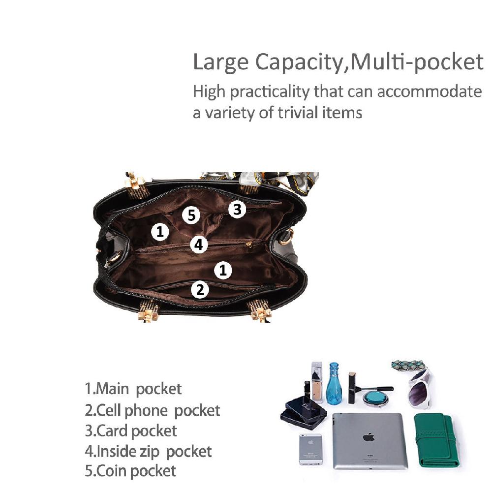 Nicole & Doris Flower Pattern Silk Scarf Decor Messenger Bag