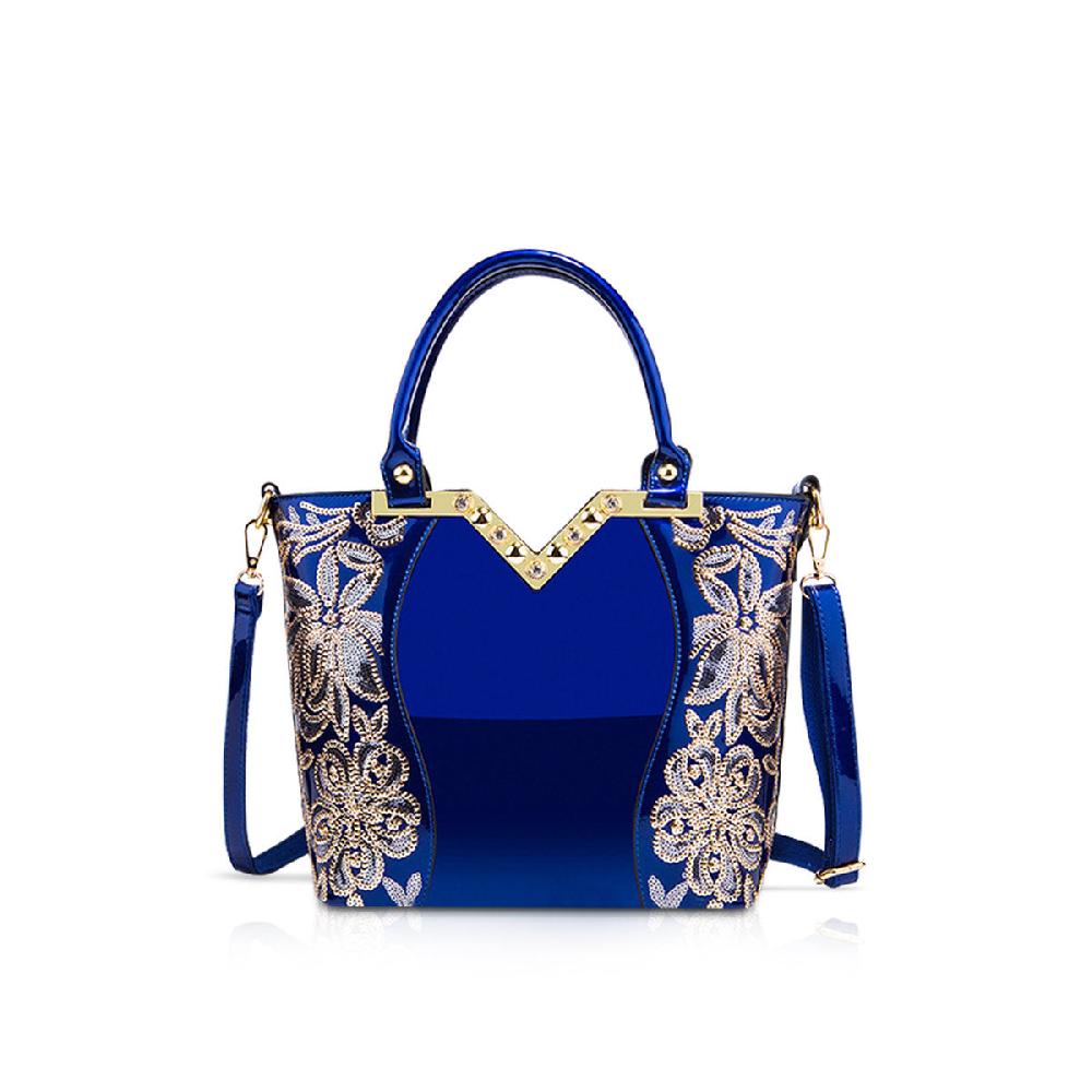 nicole & doris Gold Flower Decor Women Fashion Messenger Bag