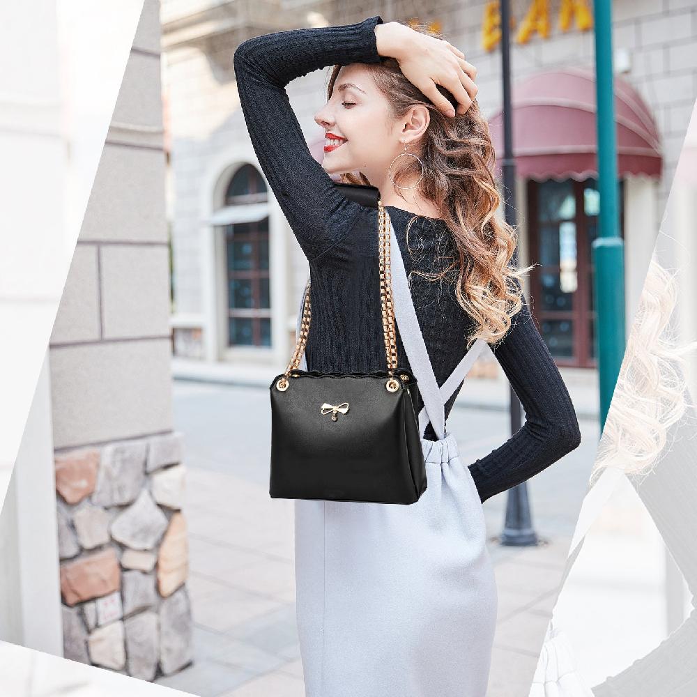 Nicole & Doris Ladies Small Plain Metal Chain Handbag