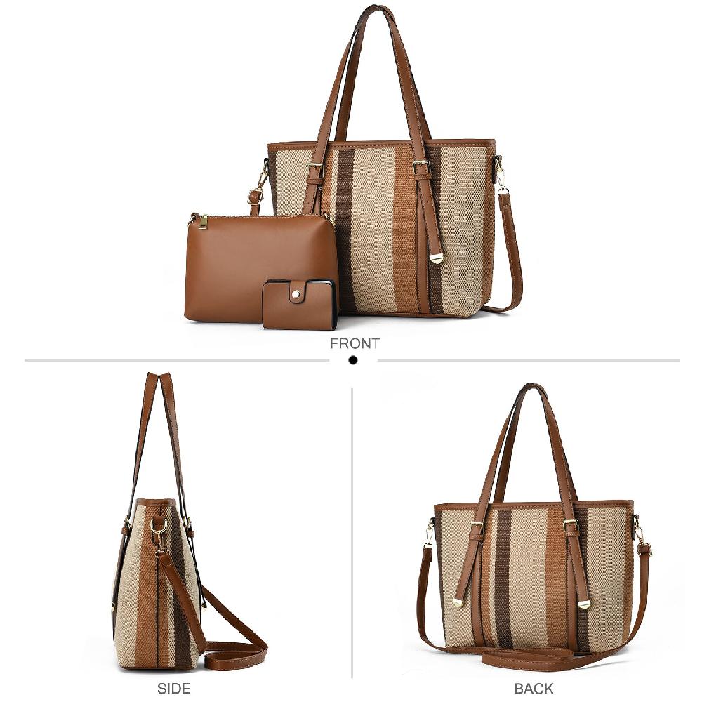 Nicole & Doris Ladies Tote Shopper Bags 3 Piece Tote Bag