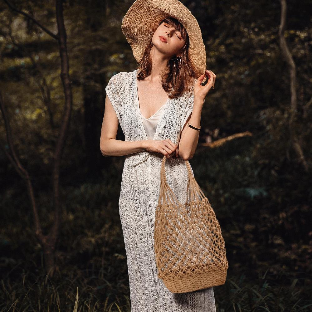 Nicole & Doris Large Mesh Handbag Summer Beach Straw Bag