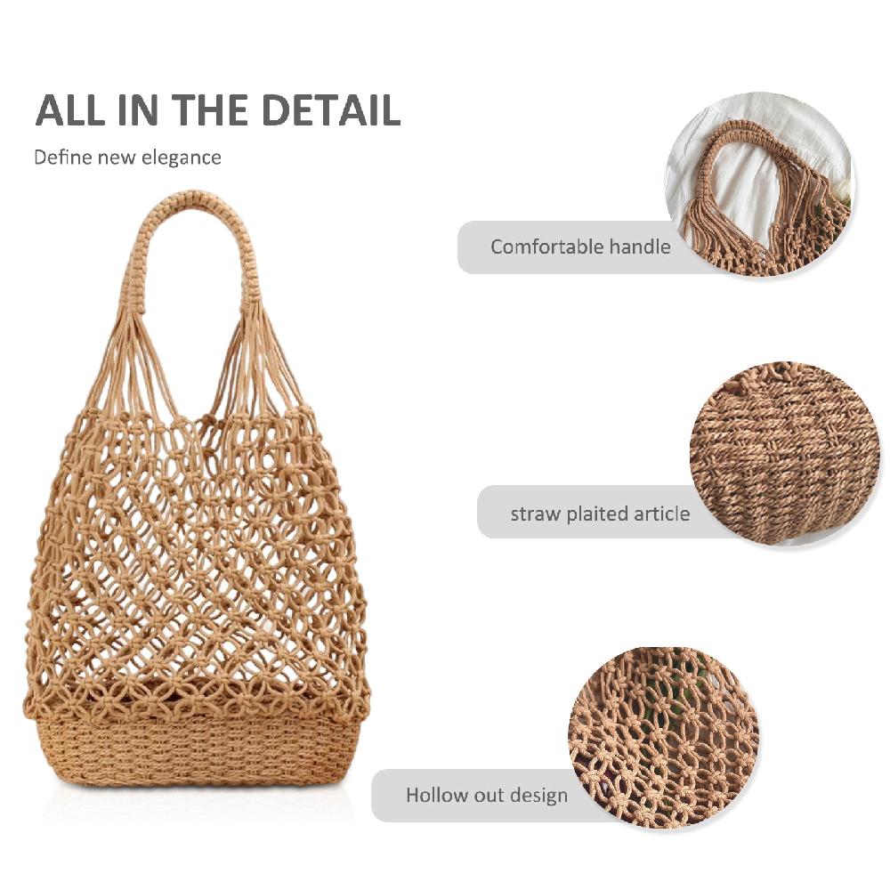 Nicole & Doris Large Mesh Handbag Summer Beach Straw Bag