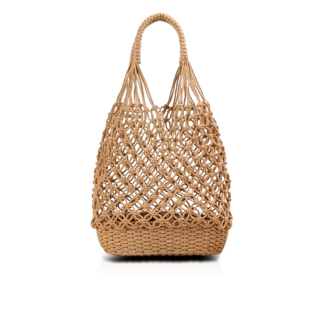 nicole & doris Large Mesh Handbag Summer Beach Straw Bag