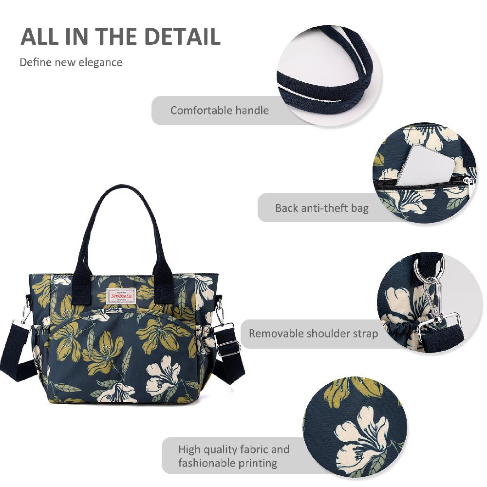 Nicole & Doris Large Tote Bag Multi Pocket Handbags Nylon Crossbody Bag