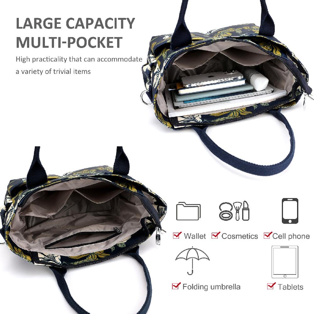 Nicole & Doris Large Tote Bag Multi Pocket Handbags Nylon Crossbody Bag