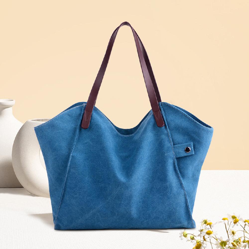 Nicole & Doris Minimalist Single Colour Canvas Large Tote Bag