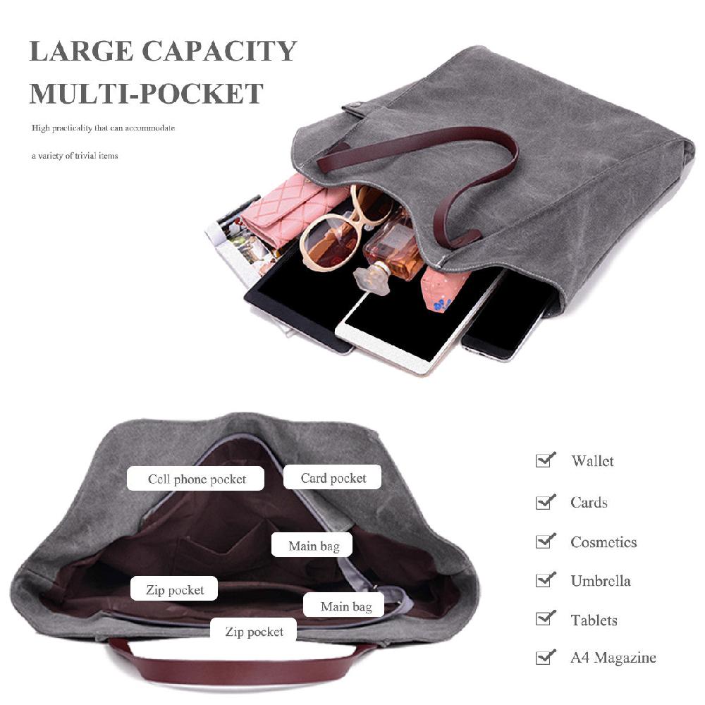 Nicole & Doris Minimalist Single Colour Canvas Large Tote Bag