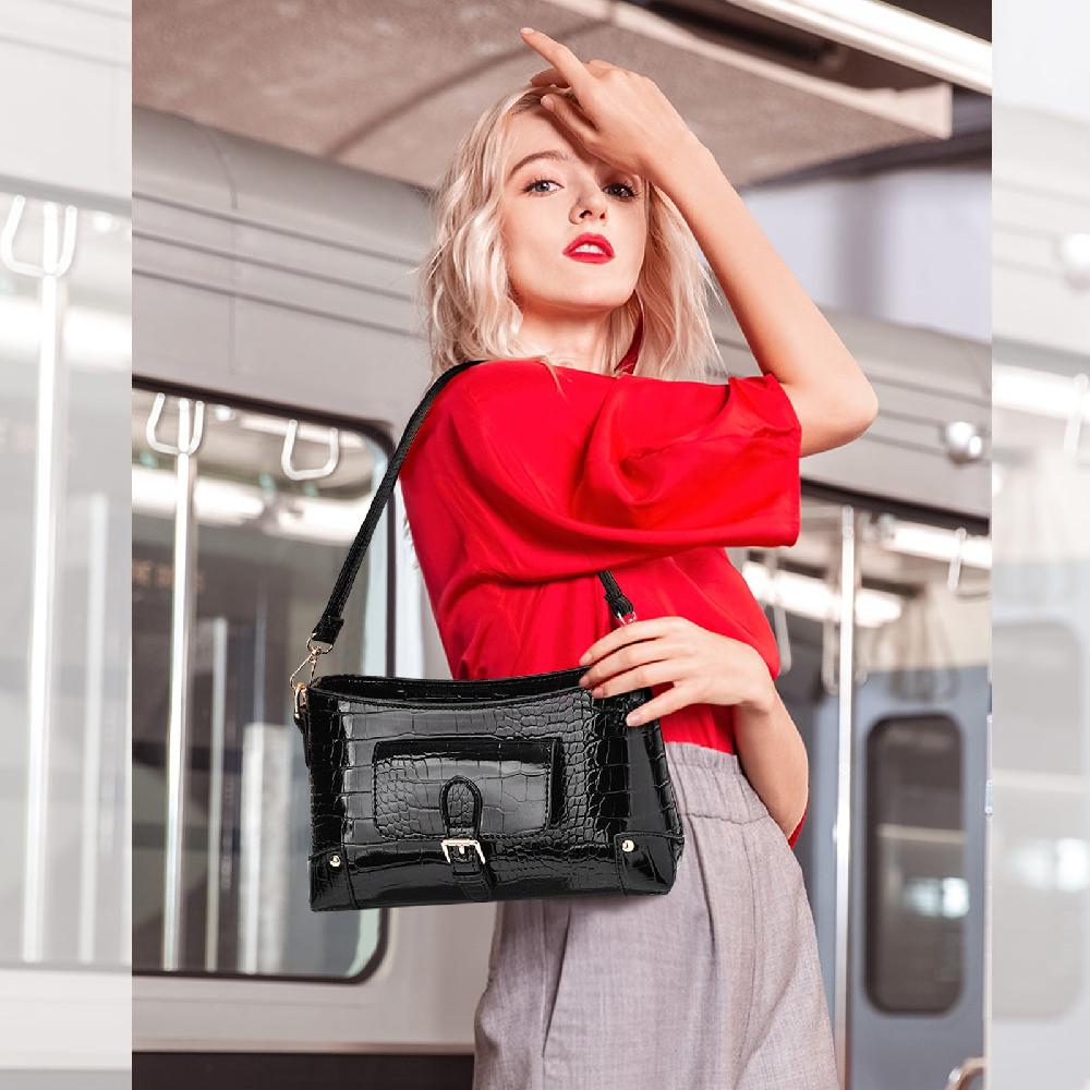 Nicole & Doris Multifunctional Croc Pattern Little Pocket Front Handbag