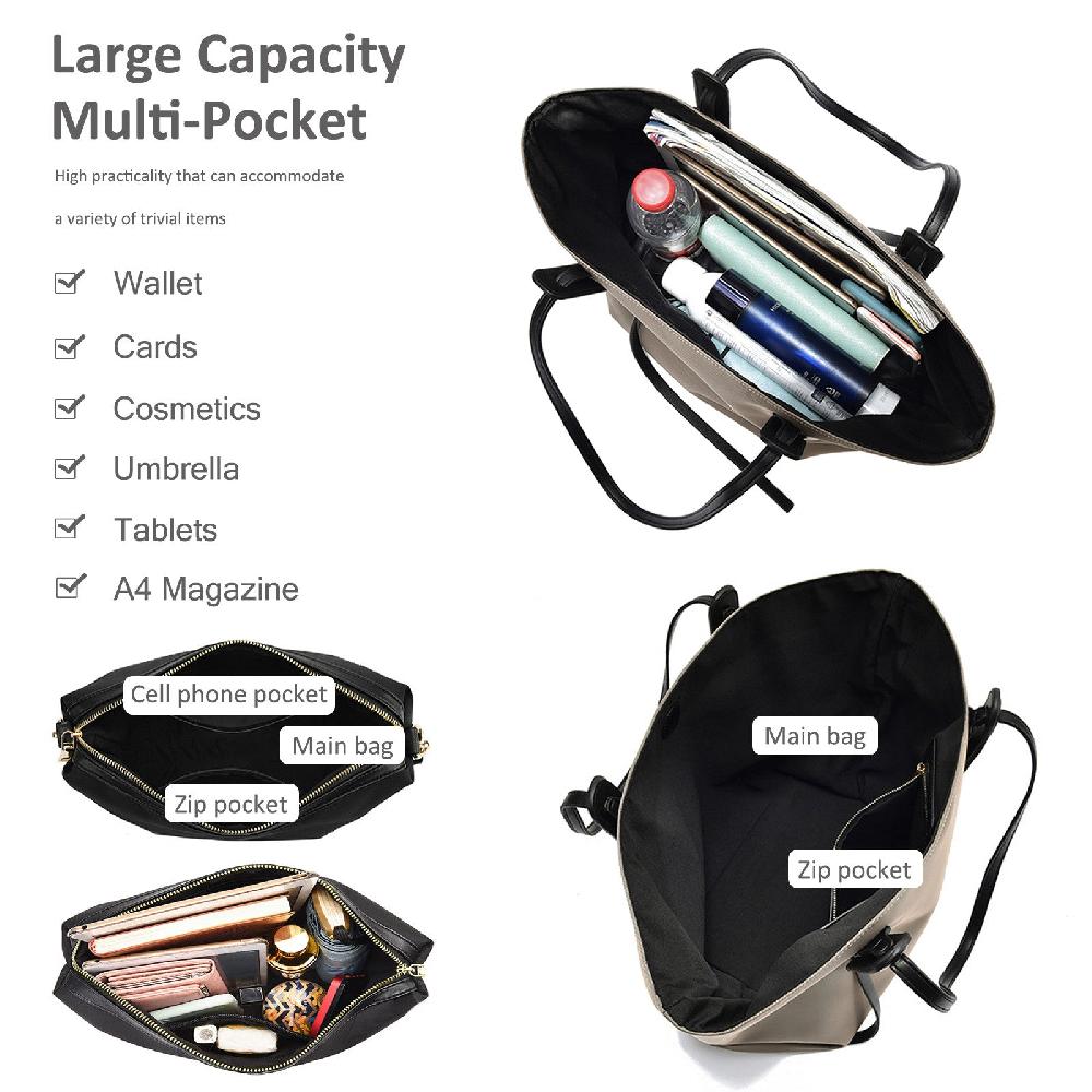 Nicole & Doris 2 Pcs Fabric & PU Plain Handbags Set