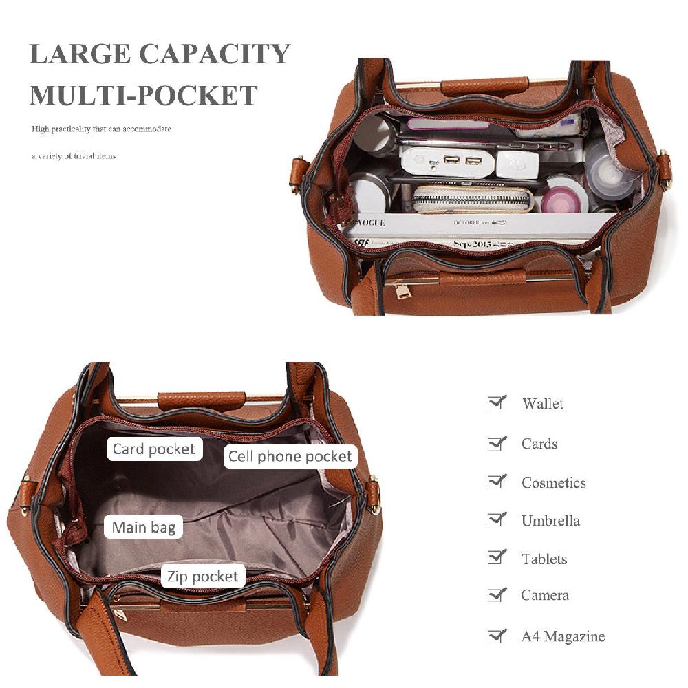 Nicole & Doris 2 Pcs Gold Lock Decor Handbags Set