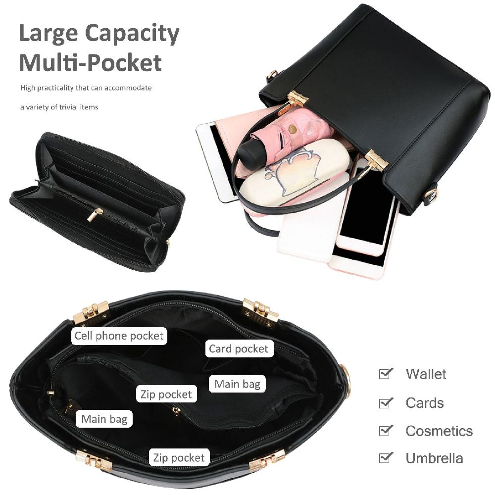 Nicole & Doris 2 Pcs Plain Female Handbag Sets