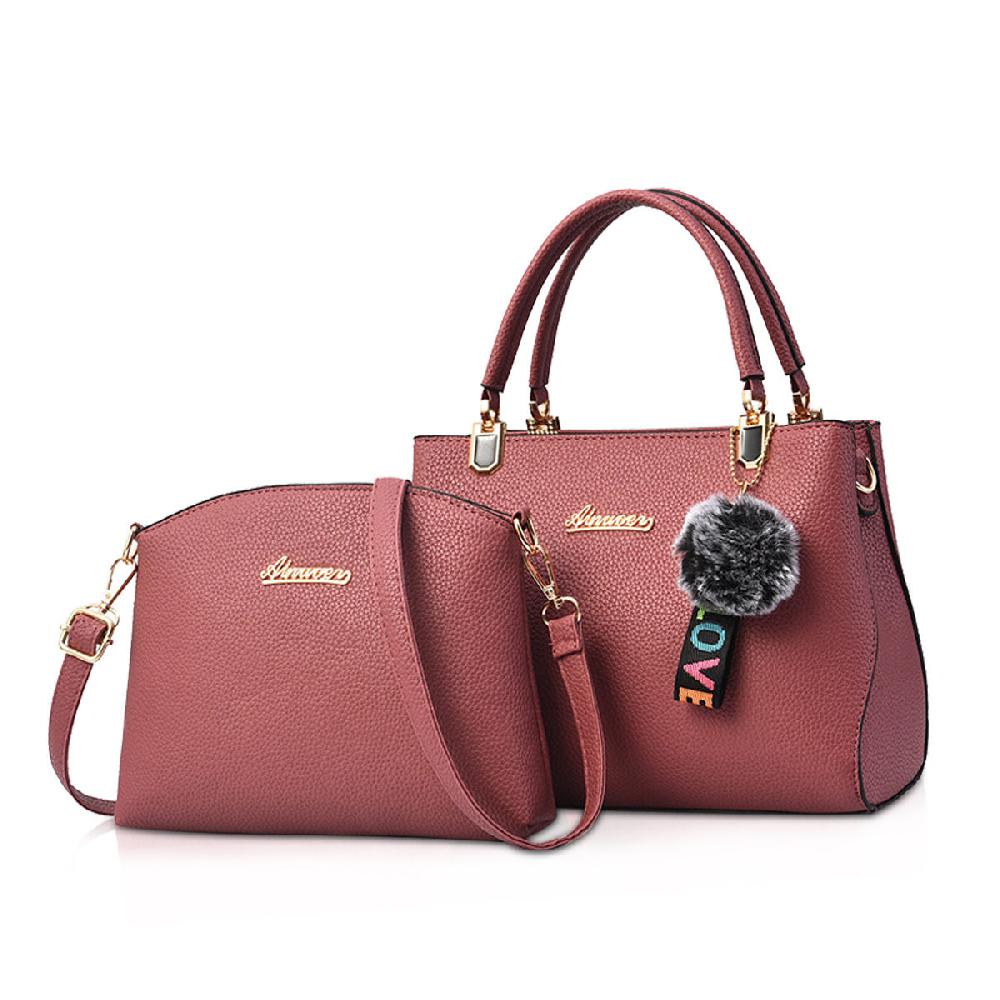 nicole & doris 2 Pcs Pom Pom Decor Handbag Sets