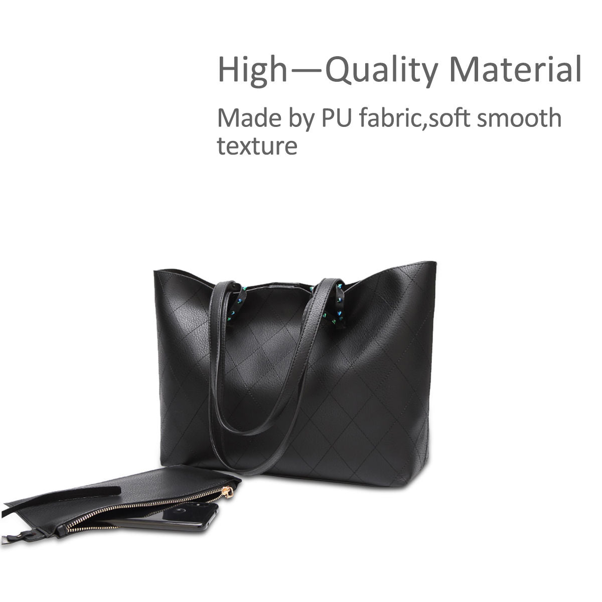 Nicole & Doris 2 Pcs Pure Colour Plaid Handbag Sets