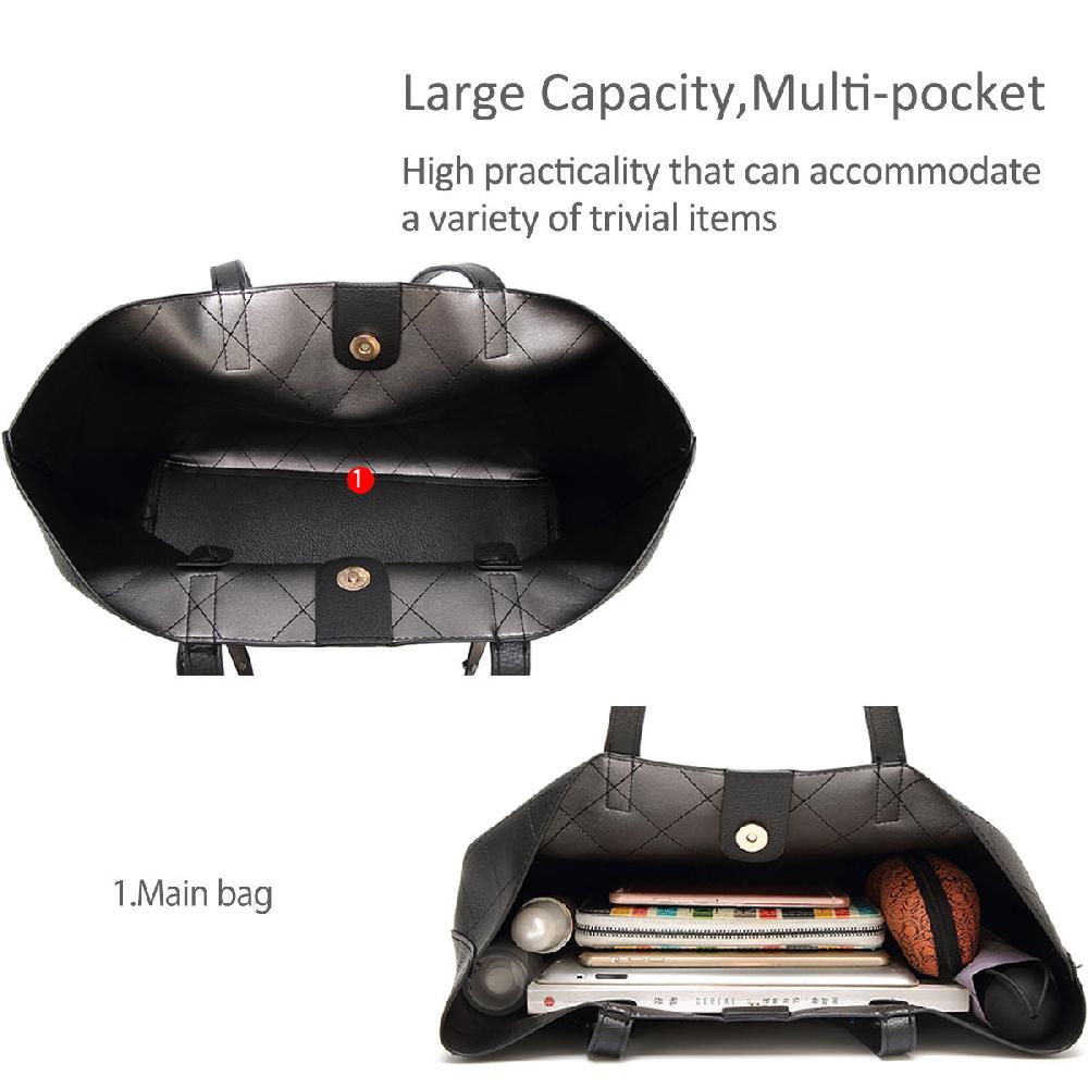 Nicole & Doris 2 Pcs Pure Colour Plaid Handbag Sets