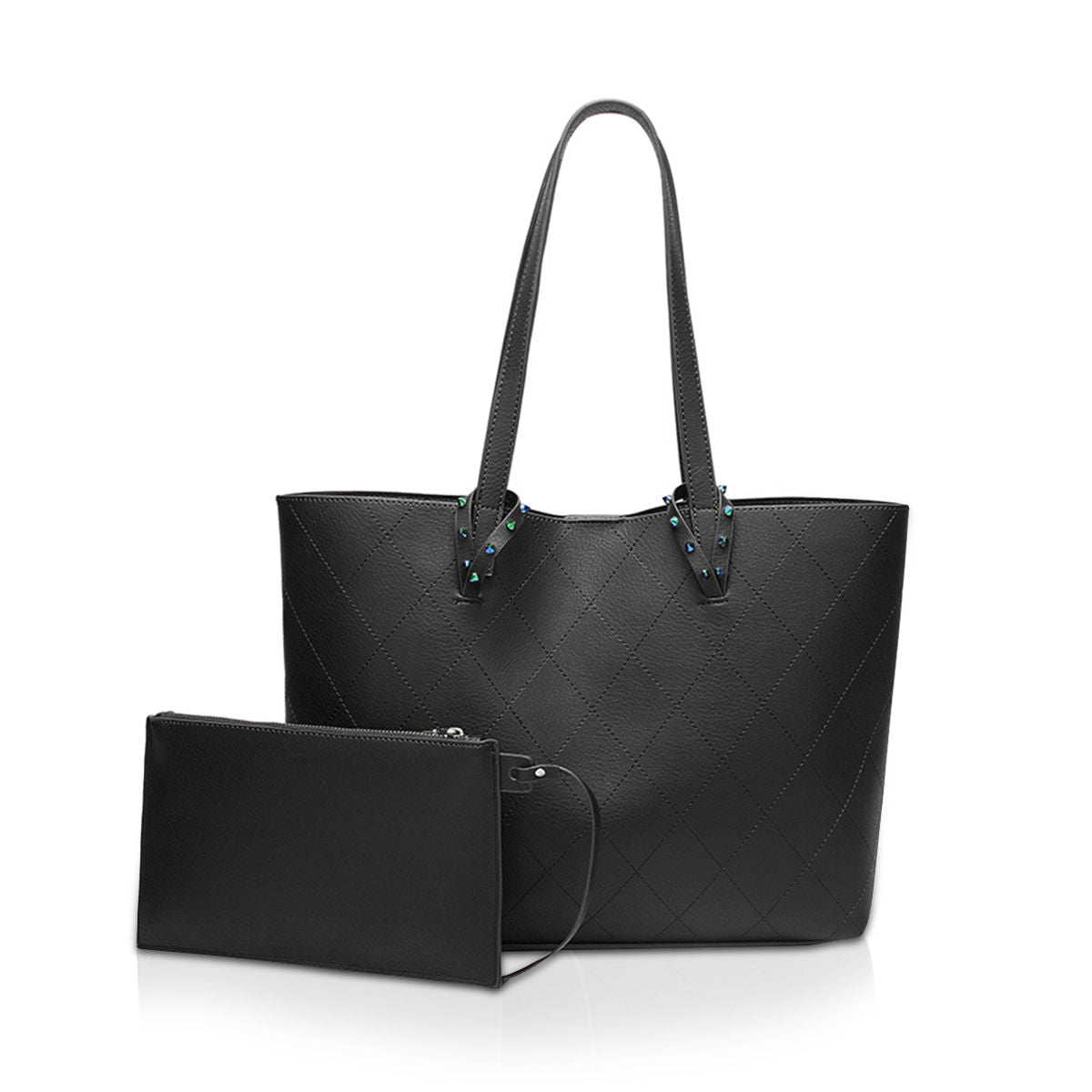 nicole & doris 2 Pcs Pure Colour Plaid Handbag Sets