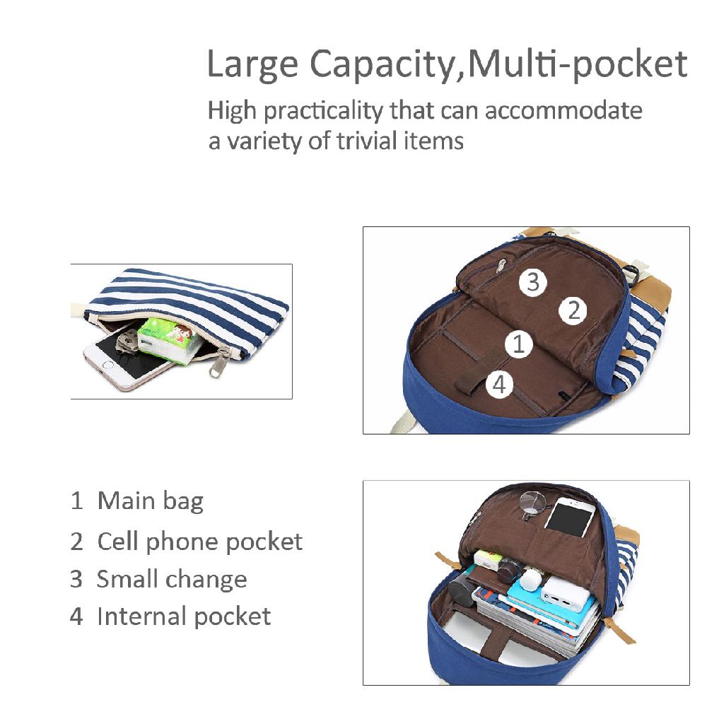 Nicole & Doris 2 Pcs Stripe Backpack Sets