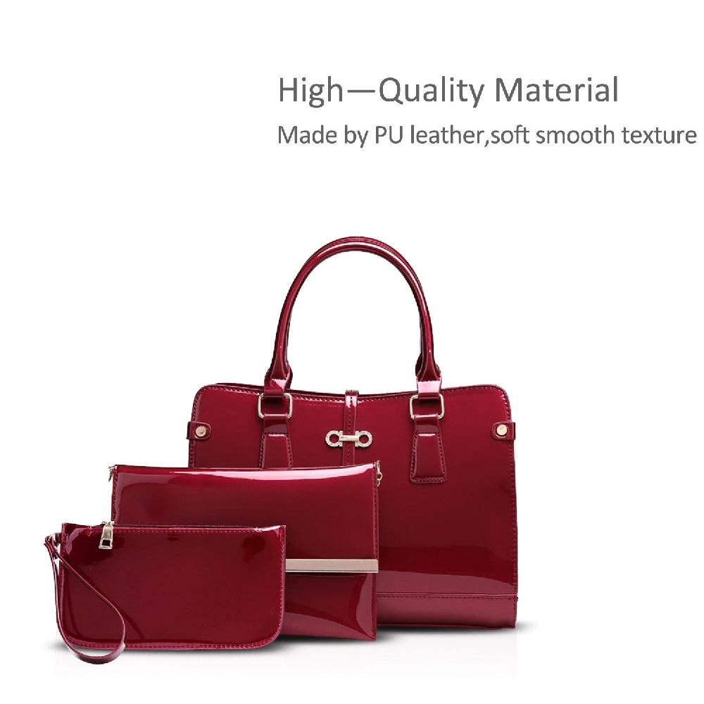Nicole & Doris 3 Pcs Glossy Handbags Set