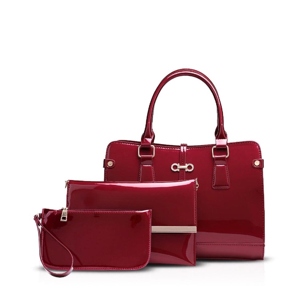 nicole & doris 3 Pcs Glossy Handbags Set