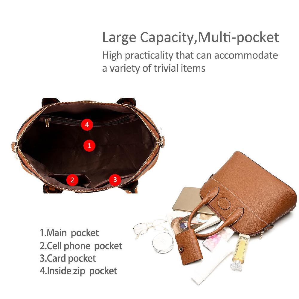 Nicole & Doris 3 Pcs White Stitching Handbags Set