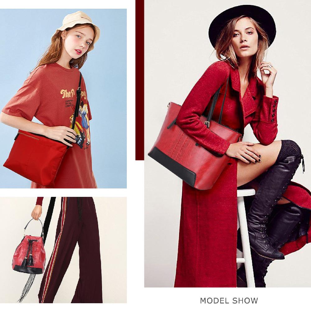 Nicole & Doris 4 Pcs Tassel Decor PU Handbags Set