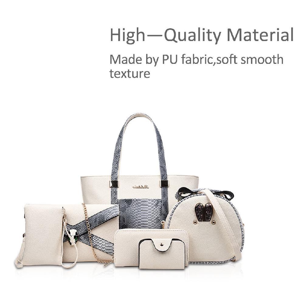 Nicole & Doris 6 Pcs Croc Decor Ladies Handbag Sets