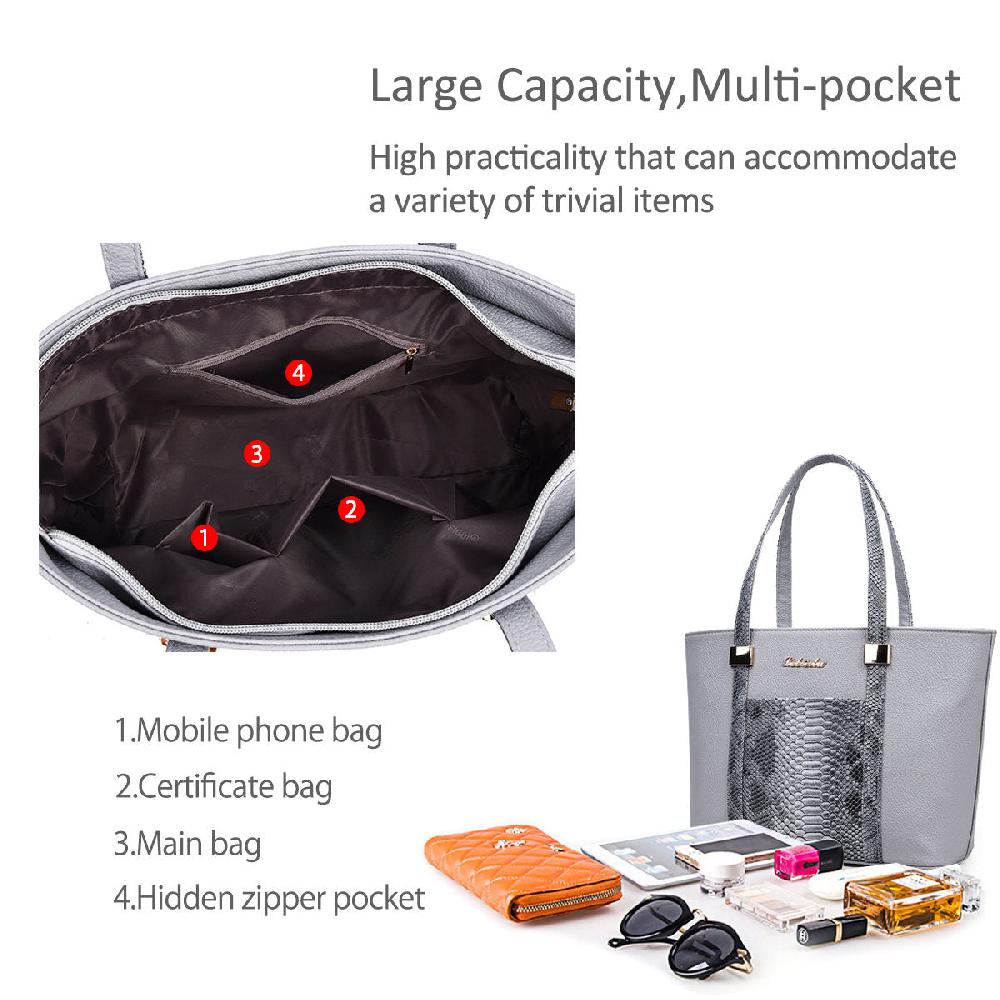 Nicole & Doris 6 Pcs Croc Decor Ladies Handbag Sets